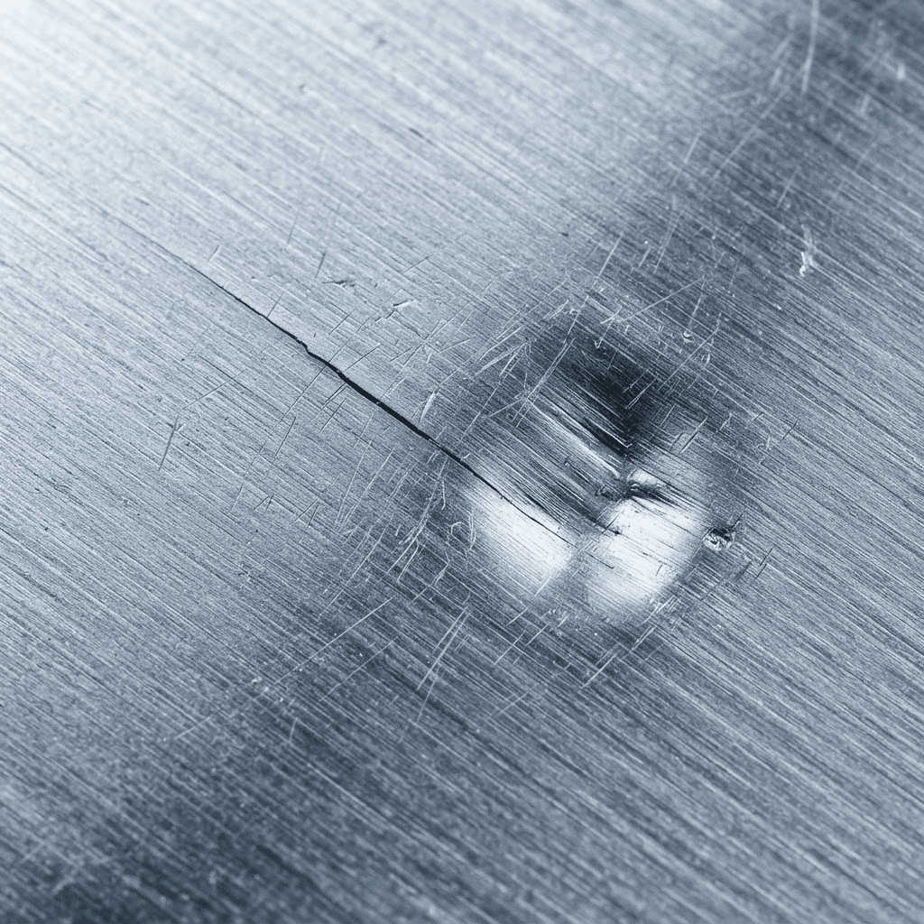 Scratch, crack and deformation defects detected on a metal surface