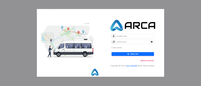 arca_yazilim_arac_servis_optimizasyon_sistemi_giris_sayfasi