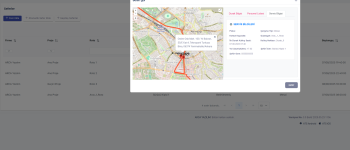 arca_yazilim_arac_servis_optimizasyon_sistemi_sefer_goruntuleme_sayfasi